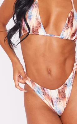 Purple Mixed Animal Print High Brazilian Bikini Bottoms