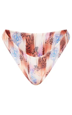 Purple Mixed Animal Print High Brazilian Bikini Bottoms