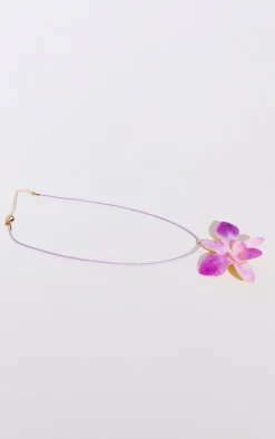 Purple Ombre Flower String Necklace