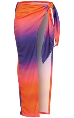 Purple Ombre Printed Tie Maxi Beach Sarong