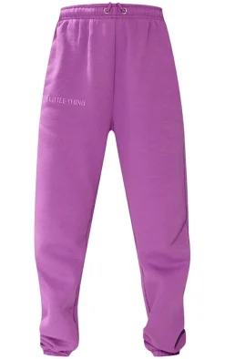 Purple Prettylittlething Graphic Embroidery Sweatpants