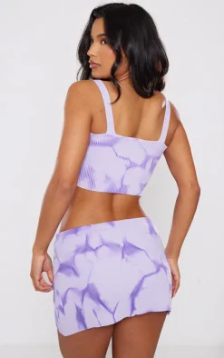 Purple Tie Dye Rib Knit Crop Top
