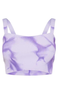 Purple Tie Dye Rib Knit Crop Top