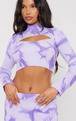 Purple Tie Dye Rib Knit Sleeves
