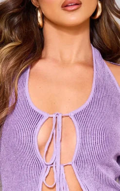 Purple Two Tone Knit Top & Sleeves