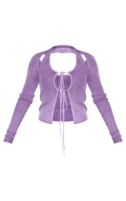 Purple Two Tone Knit Top & Sleeves