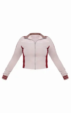 Purple Velvet Fitted Front Zip Track Top