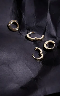 Real Gold Plated Dainty Huggie 2 Pack Hoop Earrings