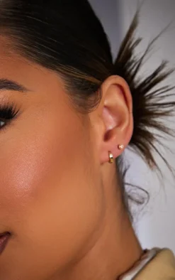 Real Gold Plated Dainty Huggie 2 Pack Hoop Earrings