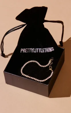 Real Gold Plated Diamante Tennis Bracelet