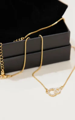 Real Gold Plated Paved Circle Link Necklace