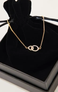 Real Gold Plated Paved Circle Link Pully Bracelet