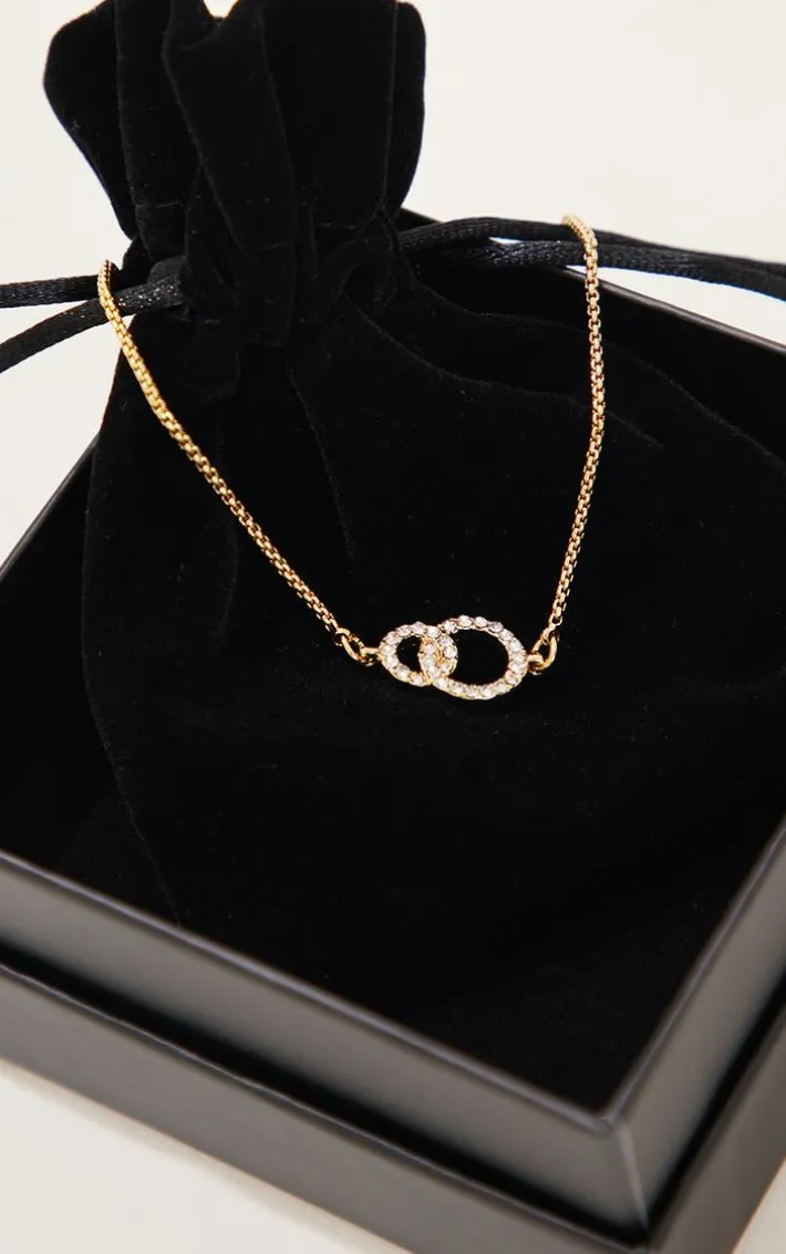 Real Gold Plated Paved Circle Link Pully Bracelet