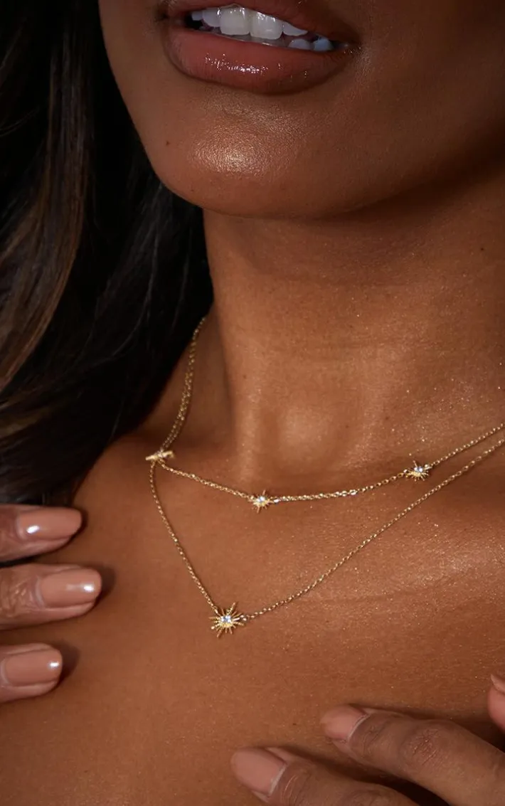 Real Gold Plated Star Diamante Necklace