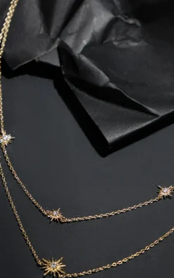 Real Gold Plated Star Diamante Necklace
