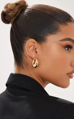 Real Gold Plated Thick Tubular Hoop Earrings