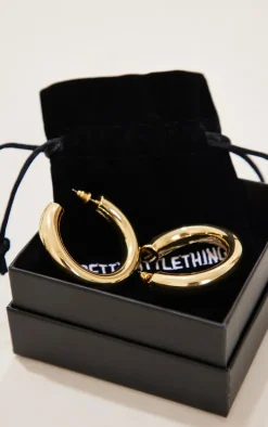 Real Gold Plated Tubular Hoop Earrings