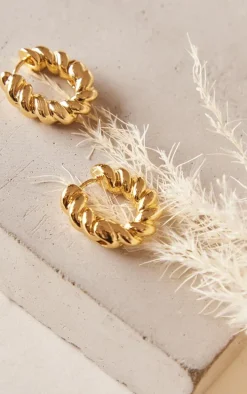Real Gold Plated Twisted Mini Hoop Earrings