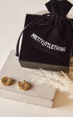 Real Gold Plated Twisted Mini Hoop Earrings