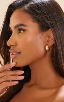 Real Gold Plated Wide Thick Small Hoop Earrings