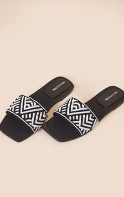 Real Leather White Sole Shell Beaded Mule Sandals