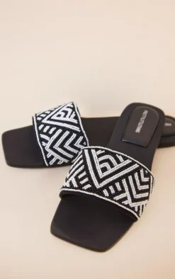 Real Leather White Sole Shell Beaded Mule Sandals