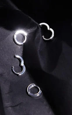 Real Silver Plated Dainty Huggie 2 Pack Hoop Earrings