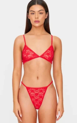Red Basic Lace Lingerie Set