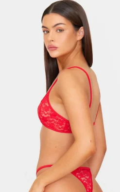 Red Basic Lace Lingerie Set