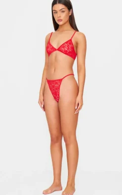 Red Basic Lace Lingerie Set