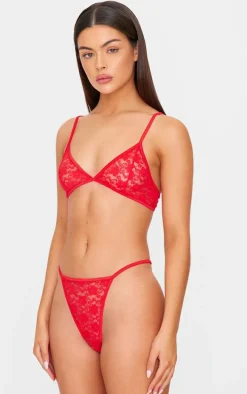 Red Basic Lace Lingerie Set