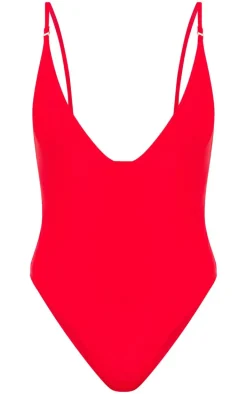 Red Basic Low Scoop Swimsuit