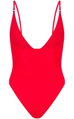 Red Basic Low Scoop Swimsuit