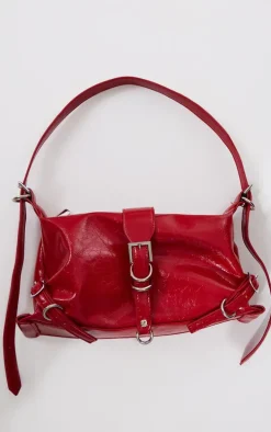 Red Buckle Shoulder Bag