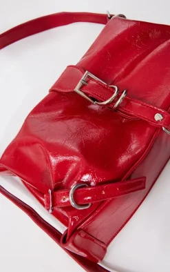 Red Buckle Shoulder Bag