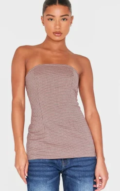 Red Check Longline Bandeau