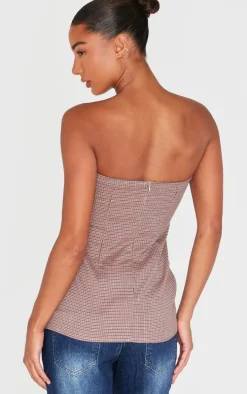 Red Check Longline Bandeau