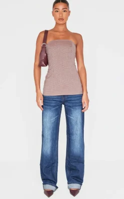 Red Check Longline Bandeau