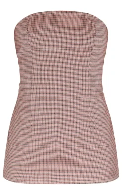 Red Check Longline Bandeau