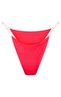 Red Contrast Binding Bikini Top