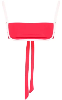 Red Contrast Binding Tanga Bikini Bottoms