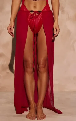 Red Crinkle Maxi Beach Sarong