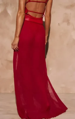 Red Crinkle Maxi Beach Sarong