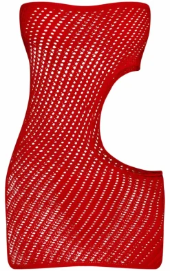 Red Crochet Cut Out Bandeau Mini Beach Dress