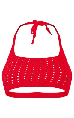 Red Crochet Halter Neck Bralet