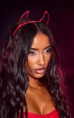 Red Cut Out Devil Horn Headband