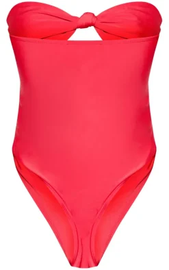 Red Cut Out Knot Swimsuit