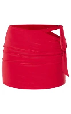 Red Double Layer Mini Skirt