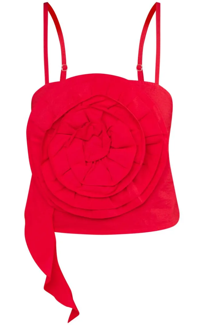 Red Extreme Oversized Corsage Cami Top