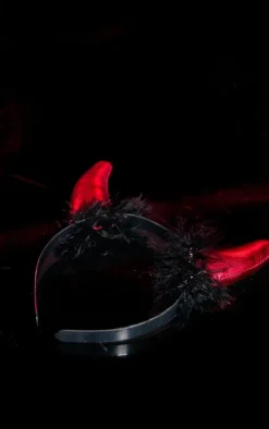 Red Fluffy Devil Horns Headband